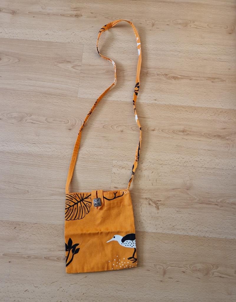 Tasje tas oranje vintage retro vogel blad schoudertas pouch, Ophalen of Verzenden, Zo goed als nieuw, Oranje, Schoudertasje