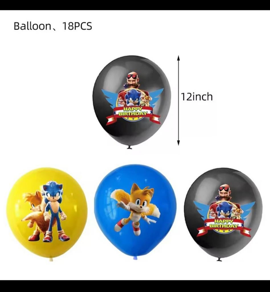 Sonic the Hedgehog Feest Ballonnen - 18 Stuks, Ophalen of Verzenden, Nieuw, Feestartikel, Verjaardag