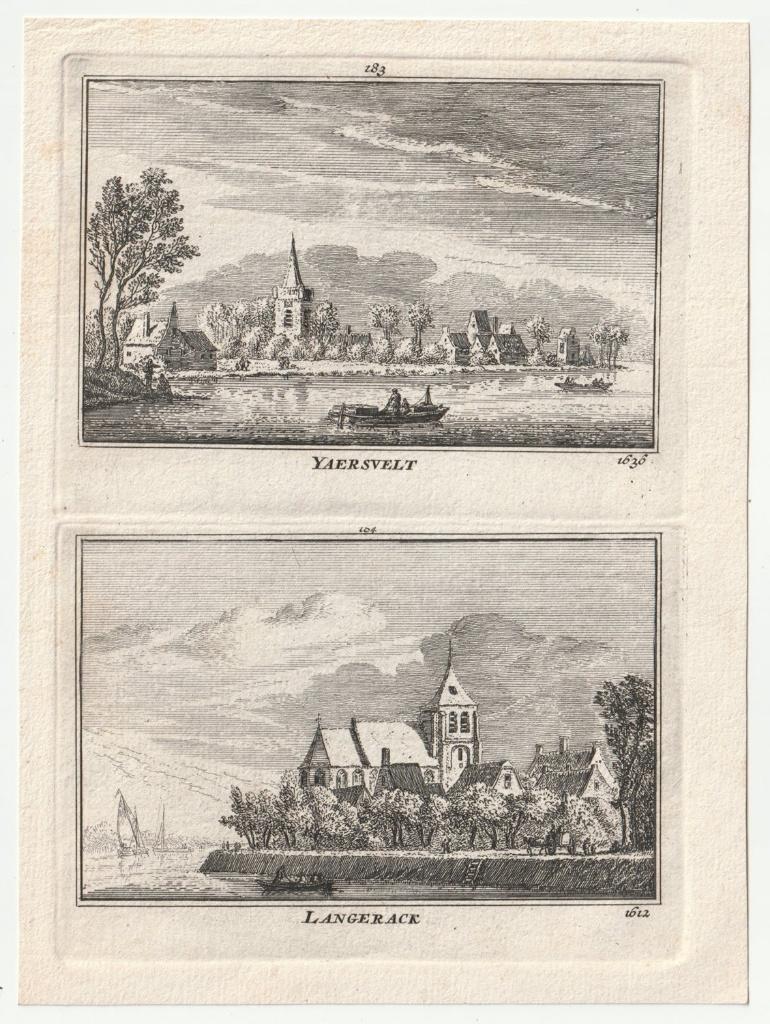Yaersvelt / Jaarsveld Langerack gravure Rademaker, Antiek en Kunst, Verzenden, Stadsgezicht, Gravure, Dubbele gravure