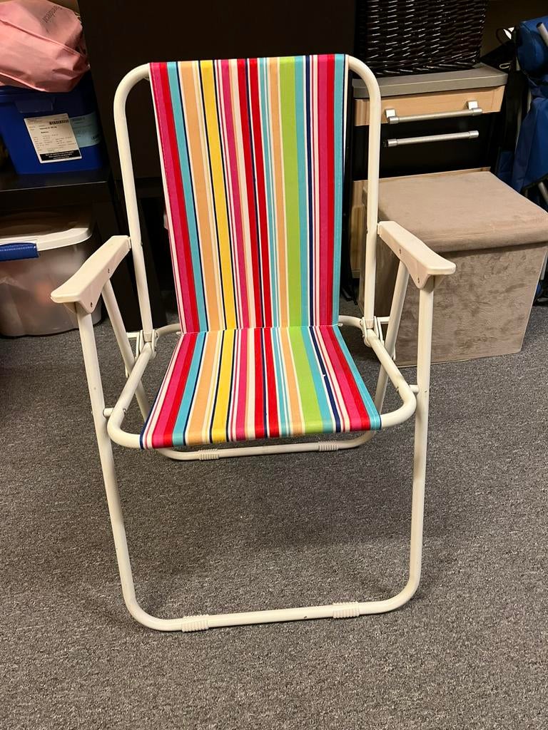 Kinder Camping/strand klap stoel retro streep wit nieuw, Ophalen, Nieuw, Campingstoel