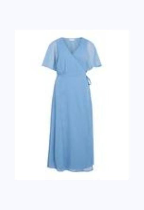 Wikkeljurk lichtblauw Vila korte mouw, Kleding | Dames, Jurken, Maat 38/40 (M), Blauw, Vila, Nieuw