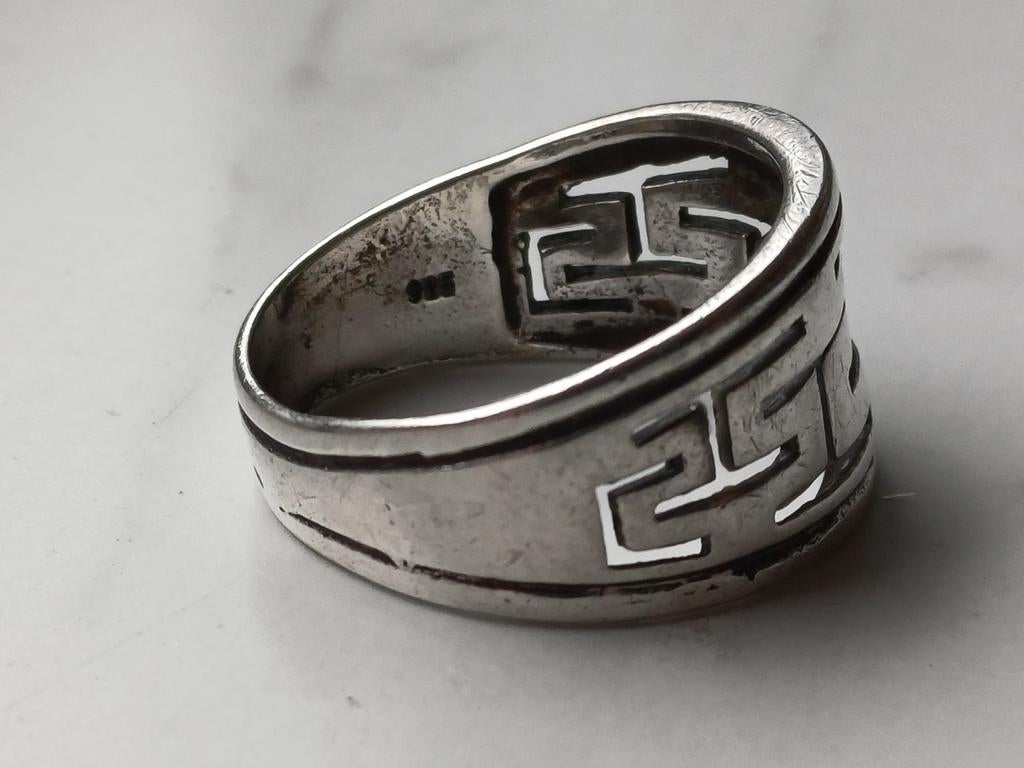 Oude Opengewerkte Zilveren Ring Zilver voor € 20, Sieraden, Tassen en Uiterlijk, Ringen, Ophalen, Gebruikt, 19 tot 20, Dame of Heer