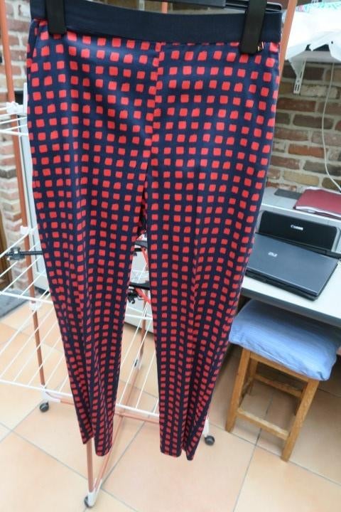 Broek nieuw blauw rode vierkantjes Kocca jeans mt S (38), Maat 38/40 (M), Overige kleuren, Ophalen of Verzenden, Lang