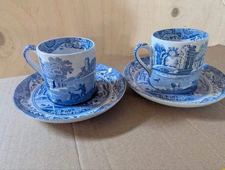 Antieke blauw-witte kop en schotel  SPODE set (2 stuks), Antiek en Kunst, Antiek | Porselein, Ophalen of Verzenden