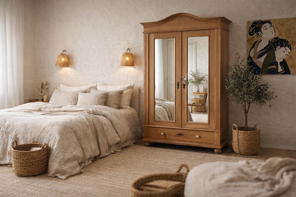 Kledingkast linnenkast meidenkast spiegelkast grenen geloogd, Ophalen, 100 tot 150 cm, 200 cm of meer, Zo goed als nieuw