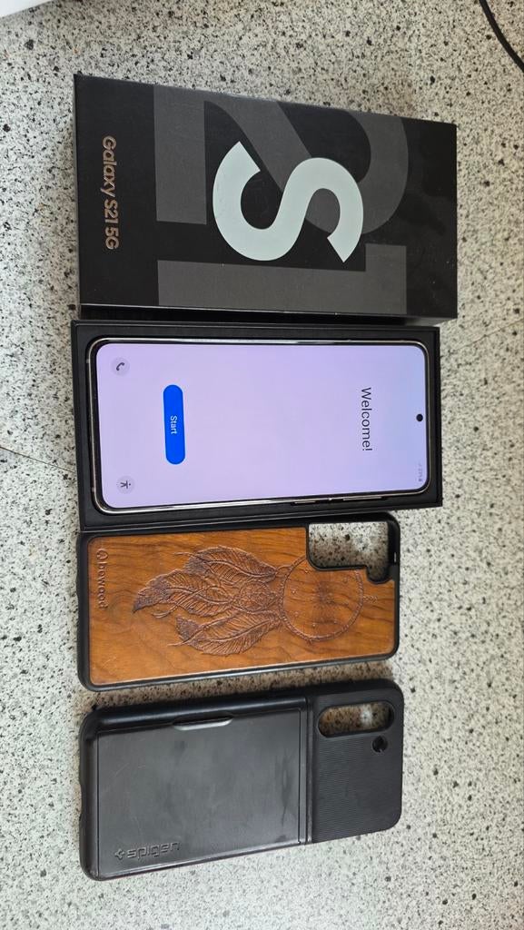 Samsung Galaxy S21 5G - Zo goed als nieuw met hoesjes, Telecommunicatie, Mobiele telefoons | Samsung, Ophalen, Wit, Touchscreen