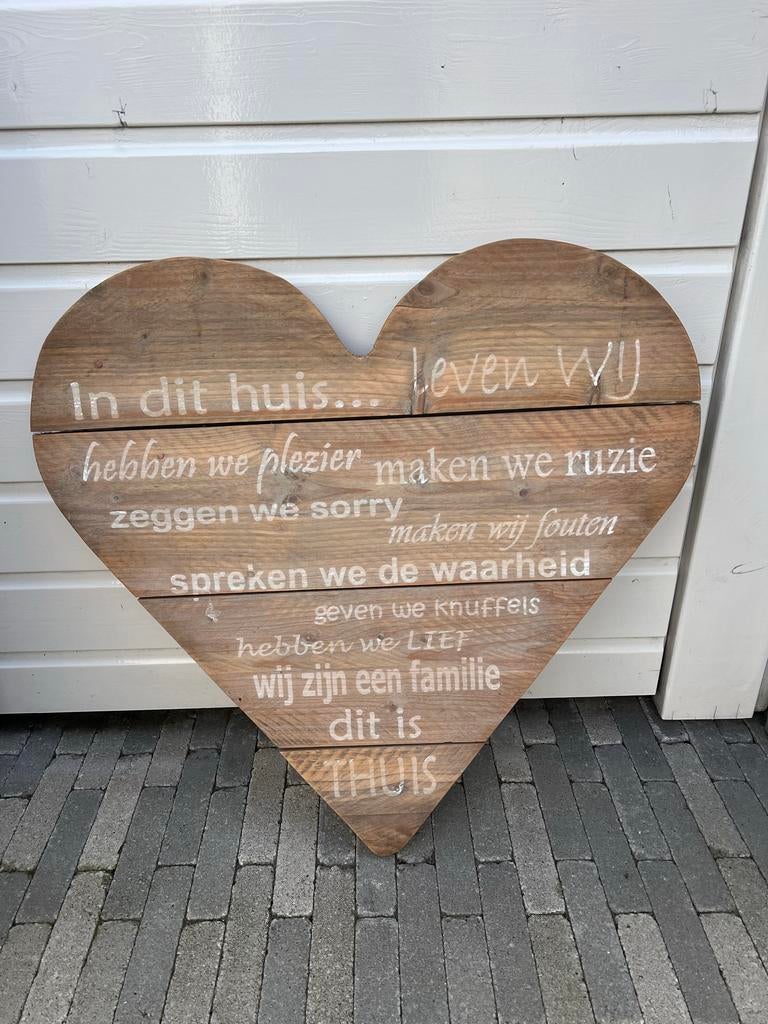 Groot houten hart met tekst voor binnen en buiten, Ophalen, Gebruikt, Hout, Decoratieobject