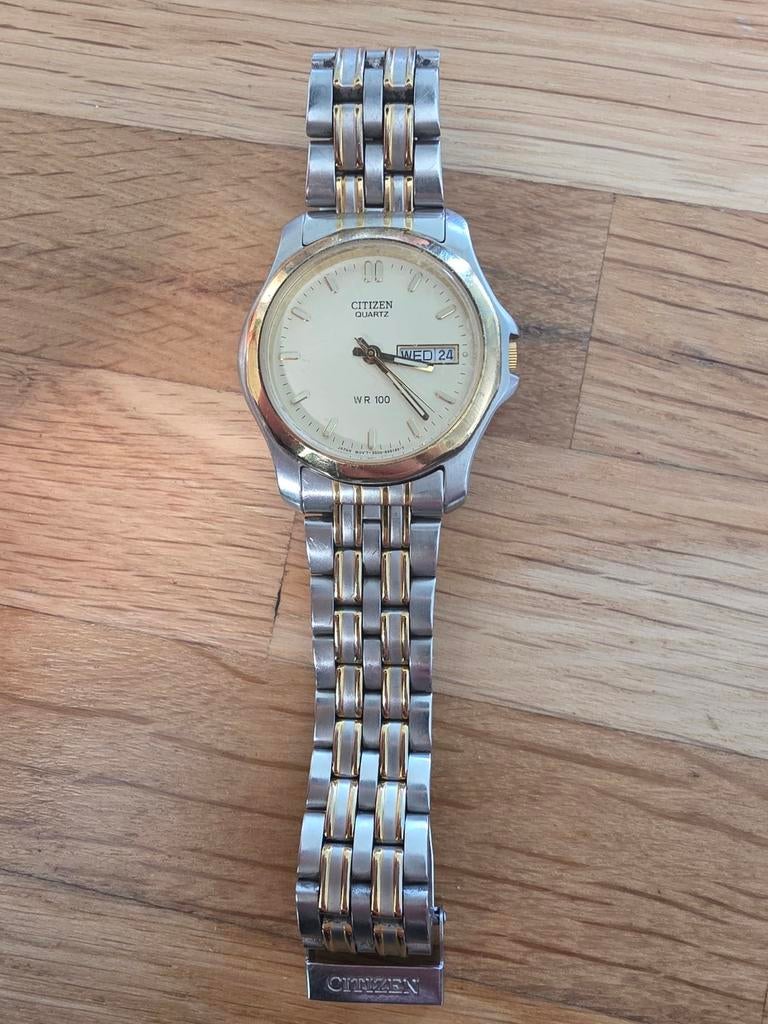 Citizen Quartz WR 100 Herenhorloge Staal/Goudkleurig, Staal, Gebruikt, Staal, Ophalen of Verzenden