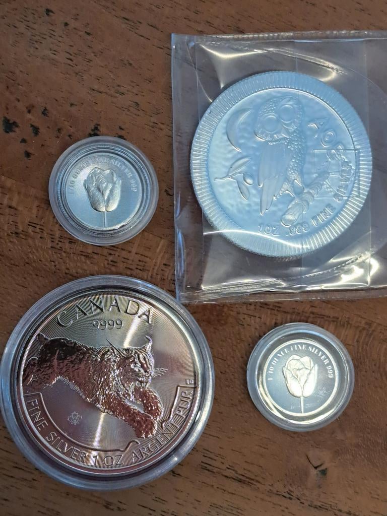 2,2 ounce puur zilveren munten, Postzegels en Munten, Edelmetalen en Baren, Ophalen of Verzenden, Zilver