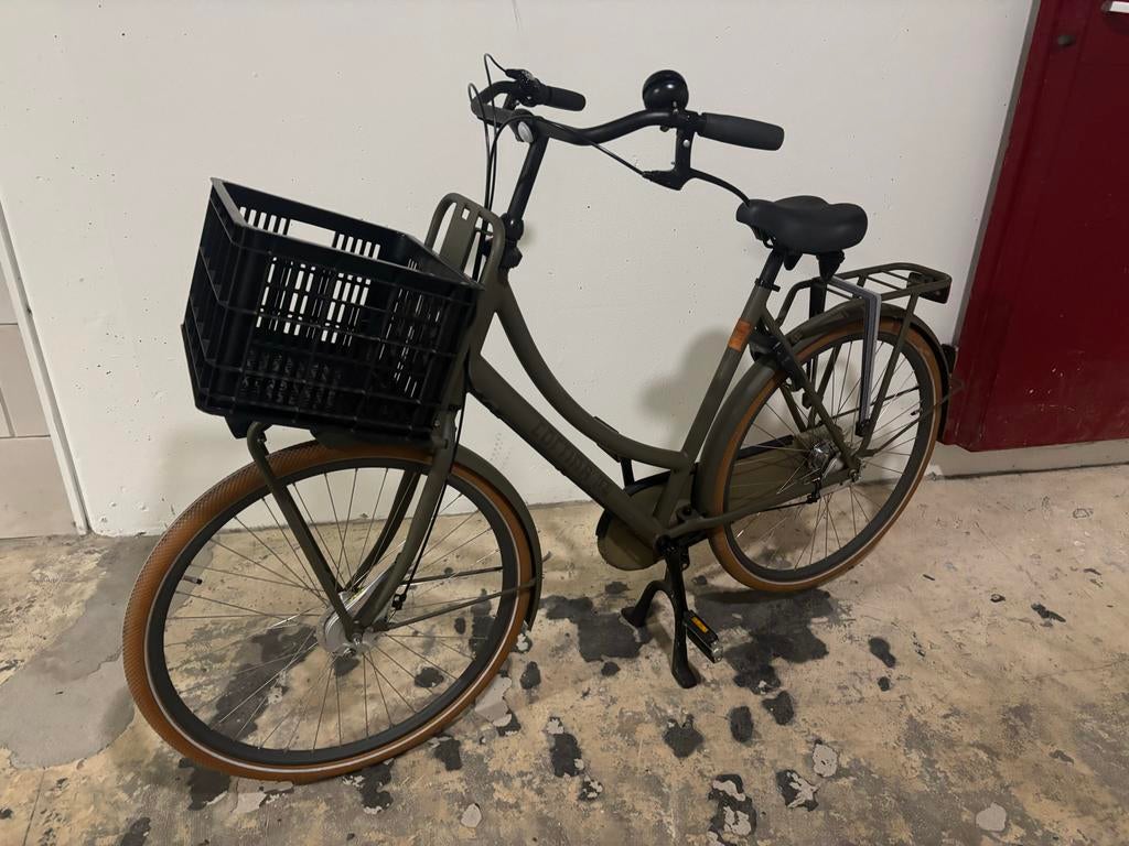 Cortina damesfiets donkergroen met mand, 56 cm of meer, Ophalen, Zo goed als nieuw, Versnellingen