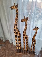 Set van 3 houten giraffen - Afrikaanse decoratie, Ophalen of Verzenden