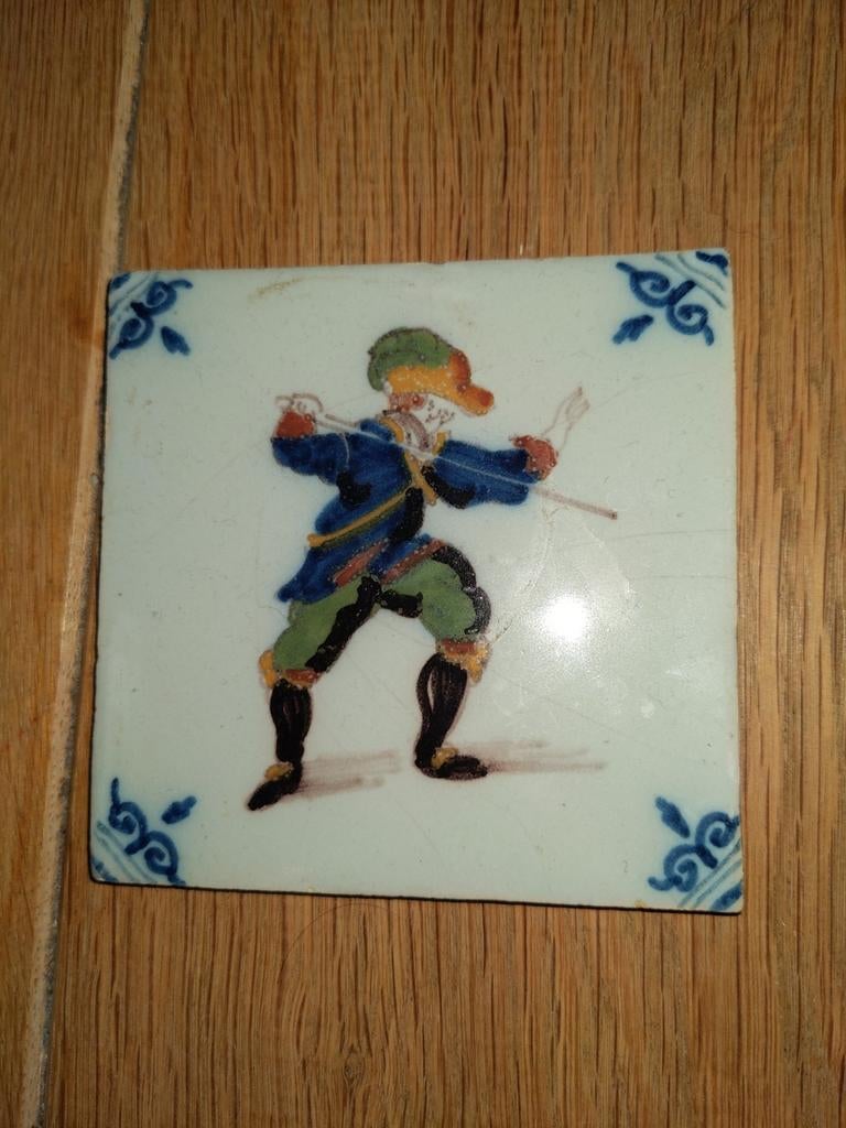 Antieke Delfts Blauwe Tegel met Boogschutter, Antiek en Kunst, Antiek | Wandborden en Tegels, Ophalen of Verzenden