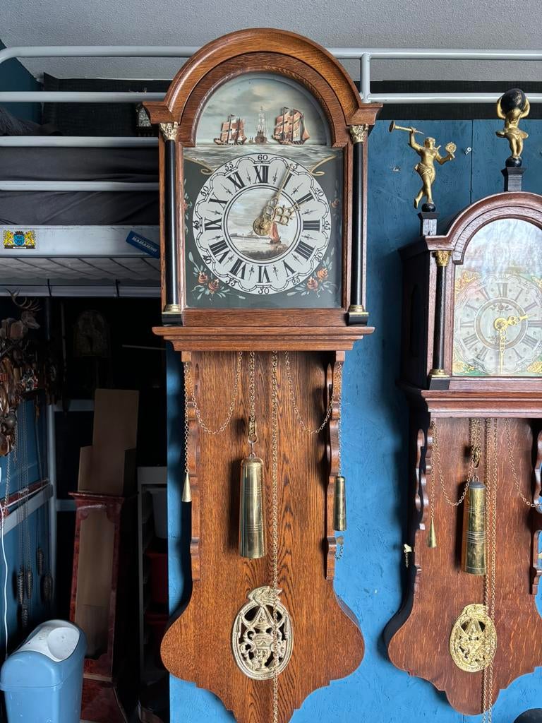 Mooie friese staartklok met scheepjes, Antiek en Kunst, Ophalen