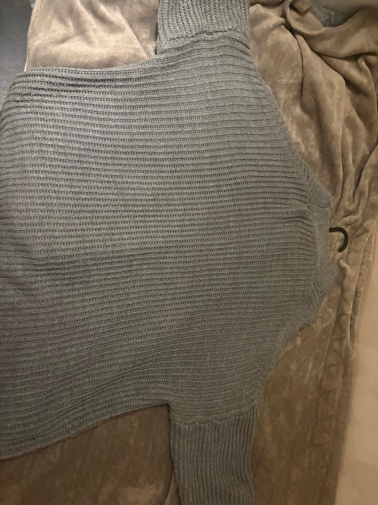 Leuke Grijze Ribgebreide Twopiece Set, Kleding | Dames, Truien en Vesten, Ophalen, Zo goed als nieuw, Maat 38/40 (M), Grijs