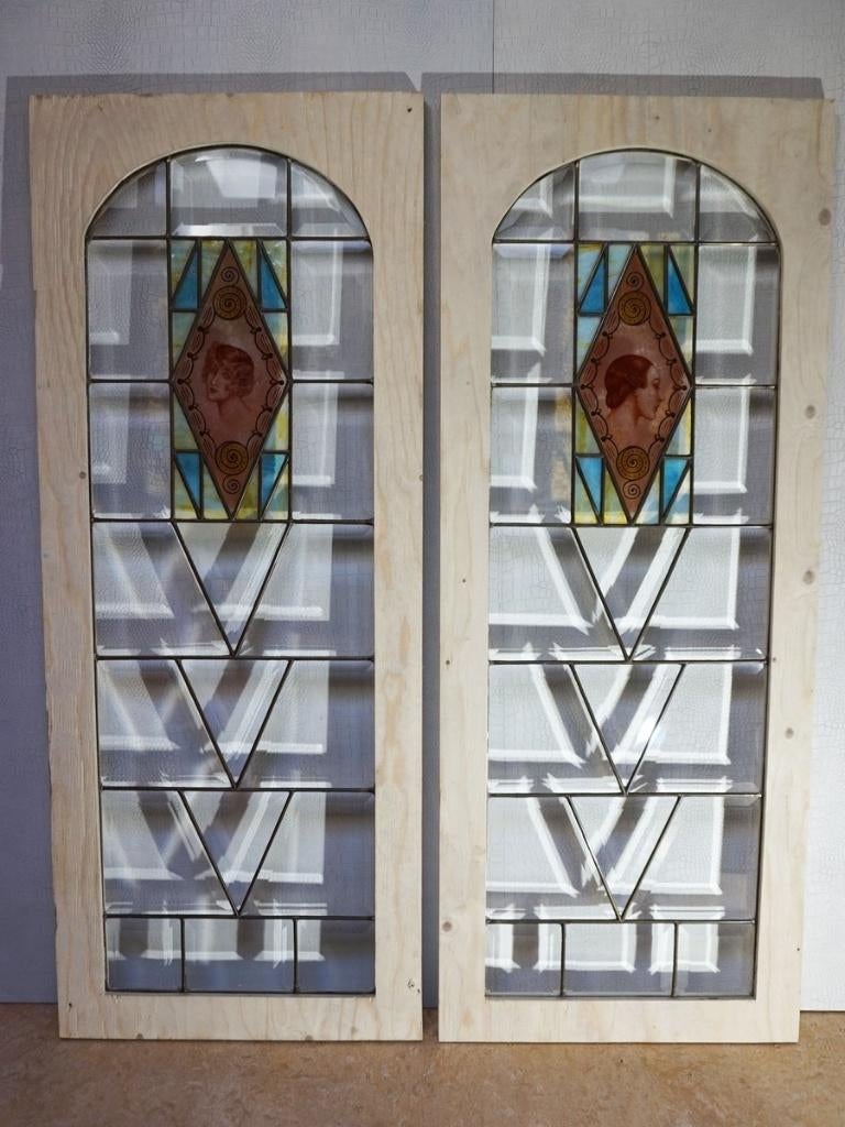 Set Amsterdamse School ART DECO ramen/ scheidingswand, Ophalen, Gebruikt, 120 cm of meer, Binnendeur