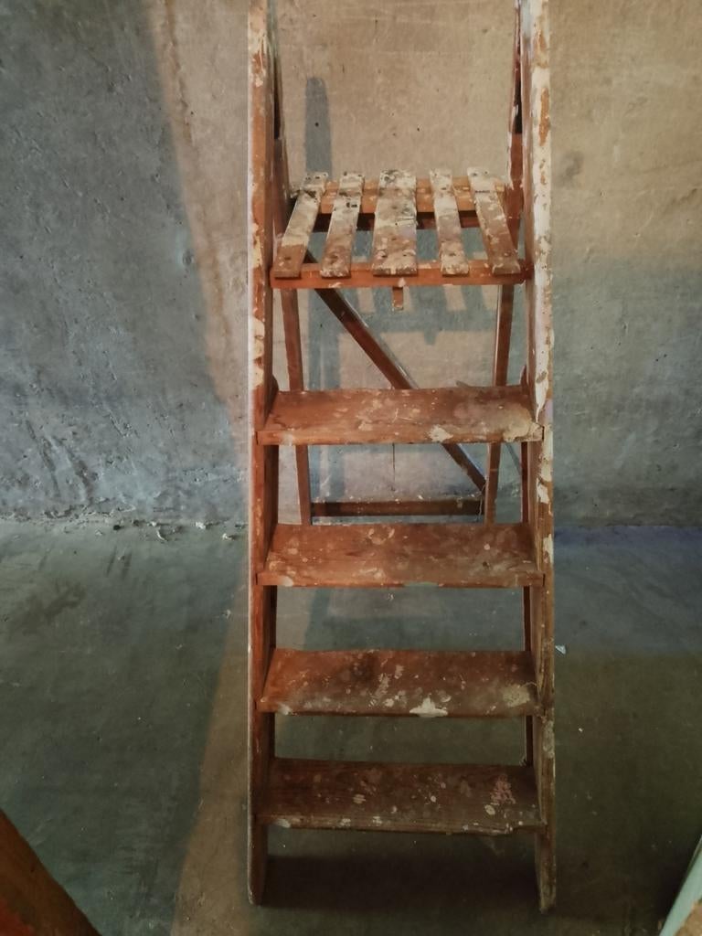 Vintage brocante houten schilderstrap, Ophalen, Gebruikt