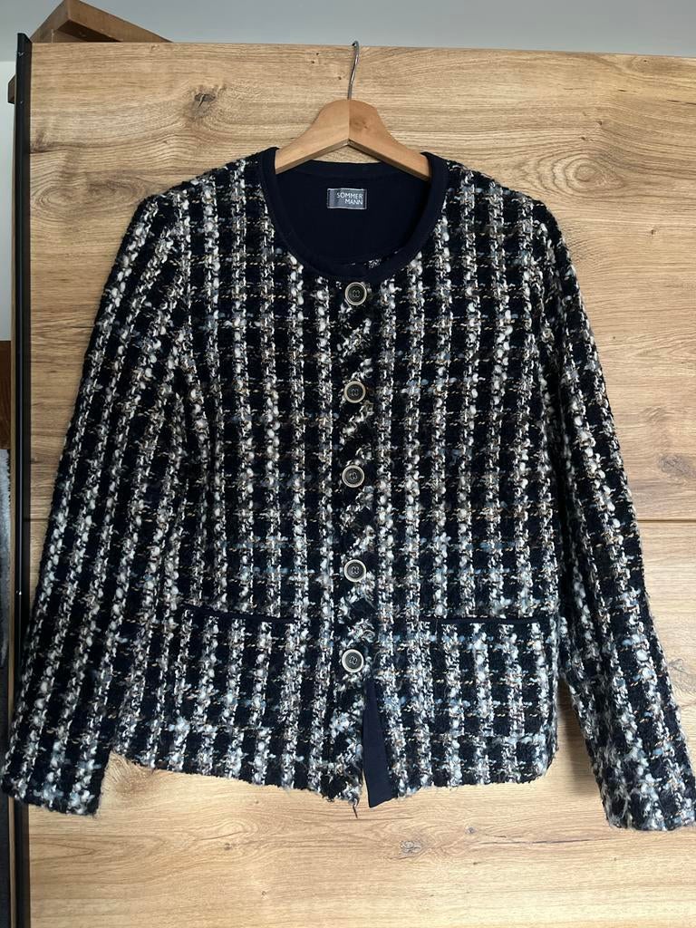 Sommermann Chanel-stijl Bouclé Jasje - Maat 42, Kleding | Dames, Zwart, Maat 42/44 (L), Ophalen of Verzenden, Jasje
