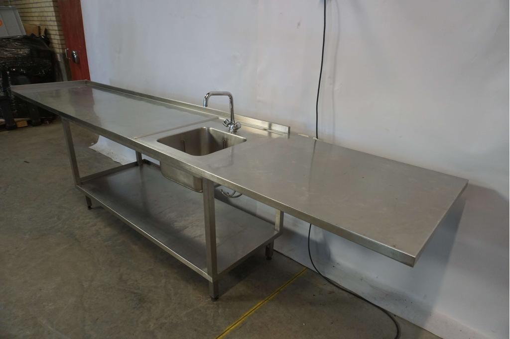 RVS werktafel spoeltafel aanvoertafel afvoertafel horeca, Zakelijke goederen, Horeca | Keukenapparatuur, Niet ingevuld, Gebruikt