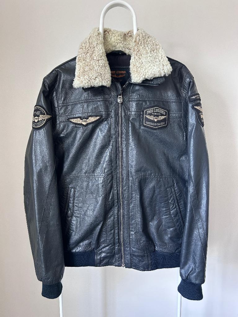 PME Legend Leren Vliegeniersjas / Bomberjack – Maat L, Kleding | Heren, Jassen | Winter, Zo goed als nieuw, Maat 52/54 (L), Zwart