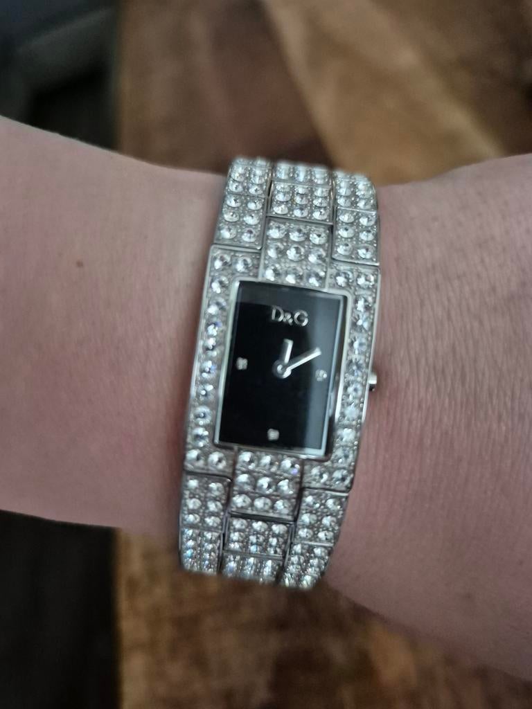 D&G horloge met strass, Sieraden, Tassen en Uiterlijk, Horloges | Dames, Ophalen, Staal, Staal, Polshorloge