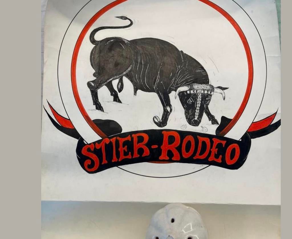 Uniek Vintage Ontwerp voor "Stier-Rodeo" Affiche, Ophalen of Verzenden, Voor 1940, Gebruikt