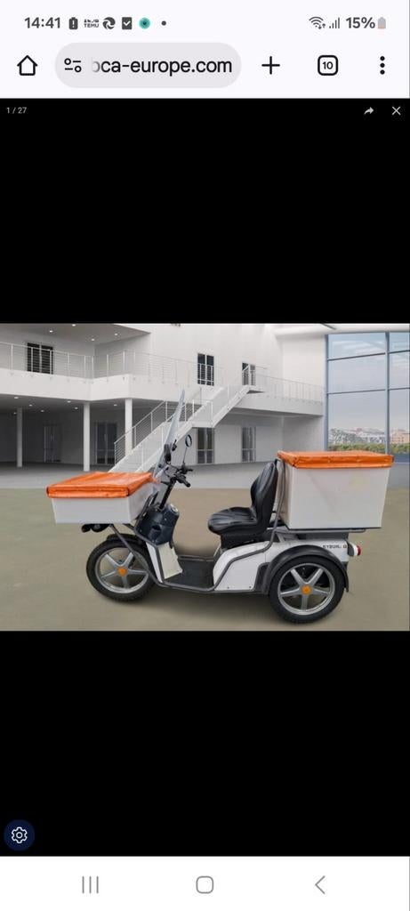 Witte driewieler scooter met oranje bakken, Ophalen of Verzenden