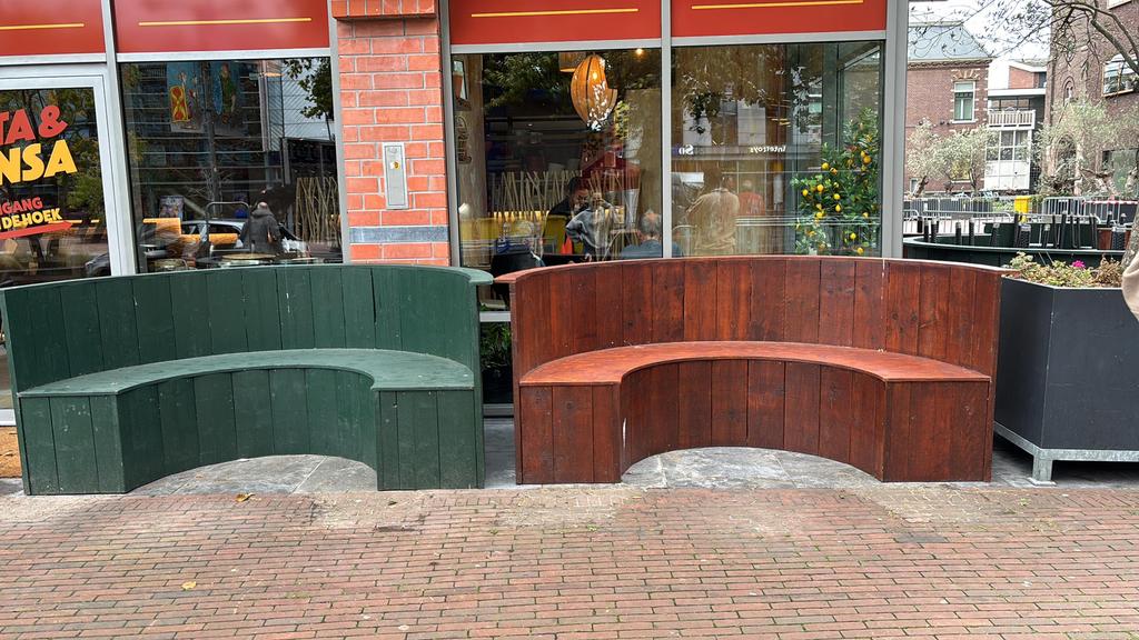 Houten ronde banken, Tuin en Terras, Tuinbanken, Ophalen, Zo goed als nieuw, Hout