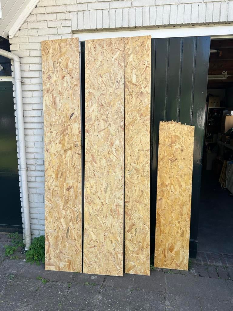 4 OSB platen - lengte 244 dikte 9mm, Doe-het-zelf en Verbouw, Platen en Panelen, Ophalen, Gebruikt, Overige materialen, Minder dan 20 mm