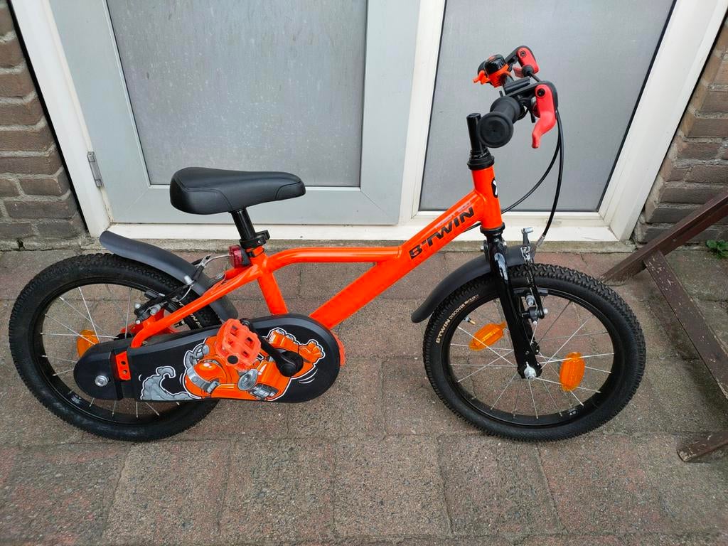 16 inch B'twin Robot 500 kinderfiets met zijwieltjes, Fietsen en Brommers, Fietsen | Jongens, Ophalen, B'twin, 16 inch, Handrem