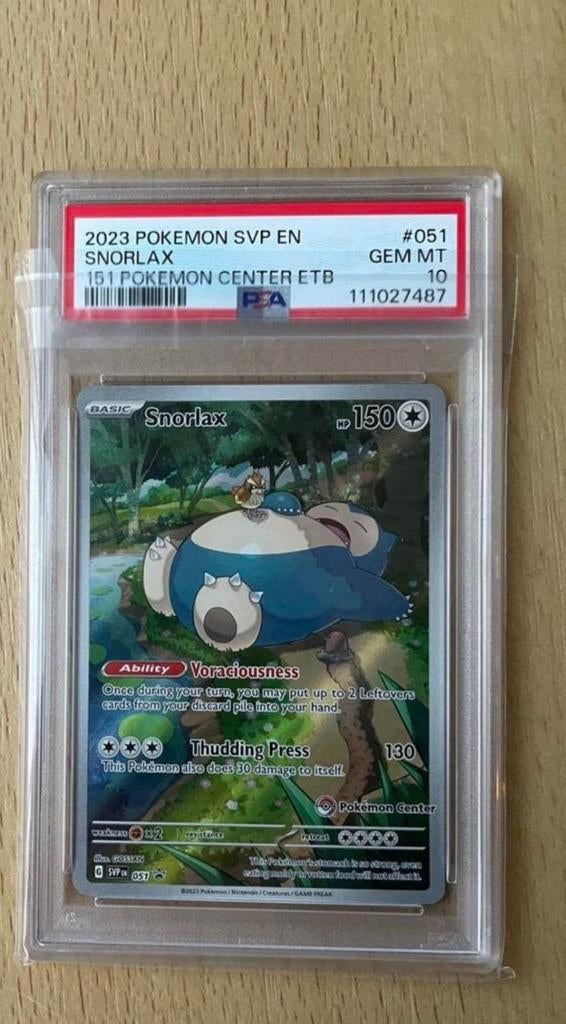Snorlax 051/165 Pokémon Center ETB PSA 10 Gem Mint, Hobby en Vrije tijd, Verzamelkaartspellen | Pokémon, Ophalen of Verzenden