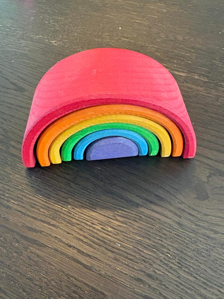 Houten regenboog stapelblokken, Ophalen of Verzenden, Gebruikt, Bouwen