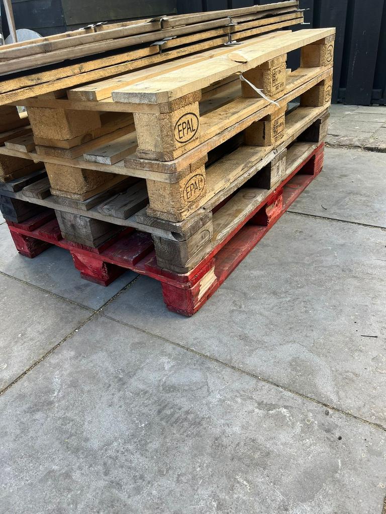 Pallets met randen 4 stuks, Doe-het-zelf en Verbouw, Hout en Planken, Ophalen, Minder dan 25 mm, Zo goed als nieuw, Pallet