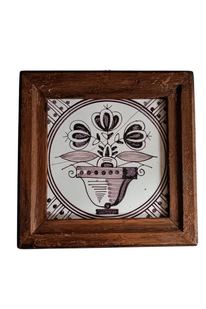 Antieke Hollandse Mangaan Tegel  -Delfts Paars-, Antiek en Kunst, Antiek | Wandborden en Tegels, Ophalen of Verzenden