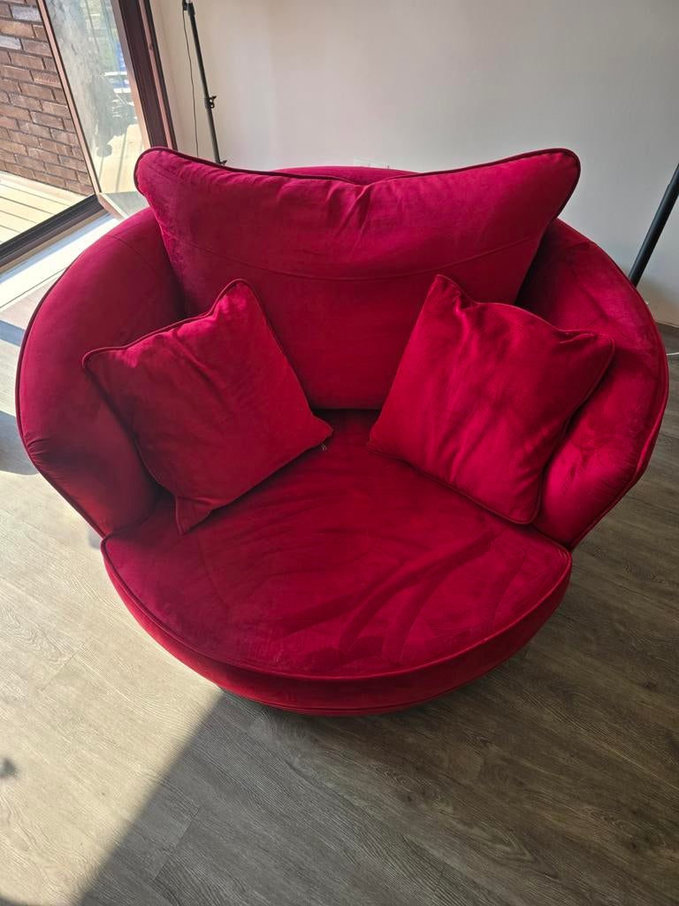 Rode draaiende Loveseat, Huis en Inrichting, Fauteuils, Ophalen of Verzenden, 75 tot 100 cm, Stof