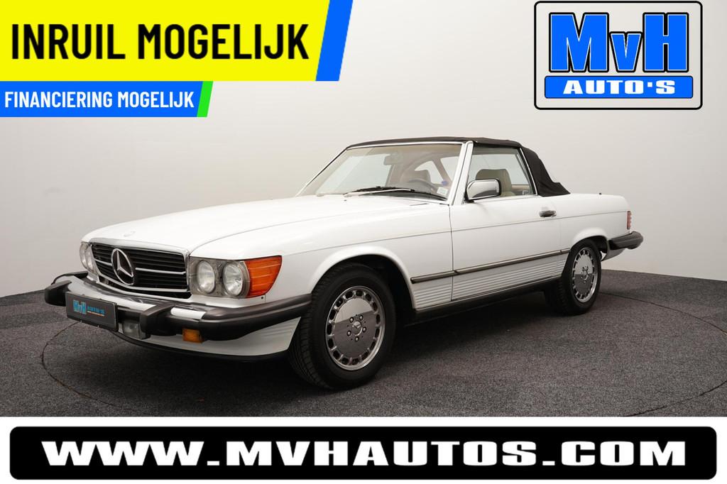 Mercedes SL-klasse 560 SL|Roestvrij-Californische klassieker, Auto's, Oldtimers, Achterwielaandrijving, 4973 cc, Wit, 2 stoelen