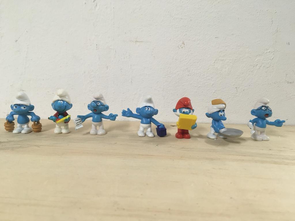 Set van 6 verschillende Smurfen figuren AH, Verzamelen, Smurfen, Gebruikt, Poppetje, Figuurtje of Knuffel, Verschillende Smurfen