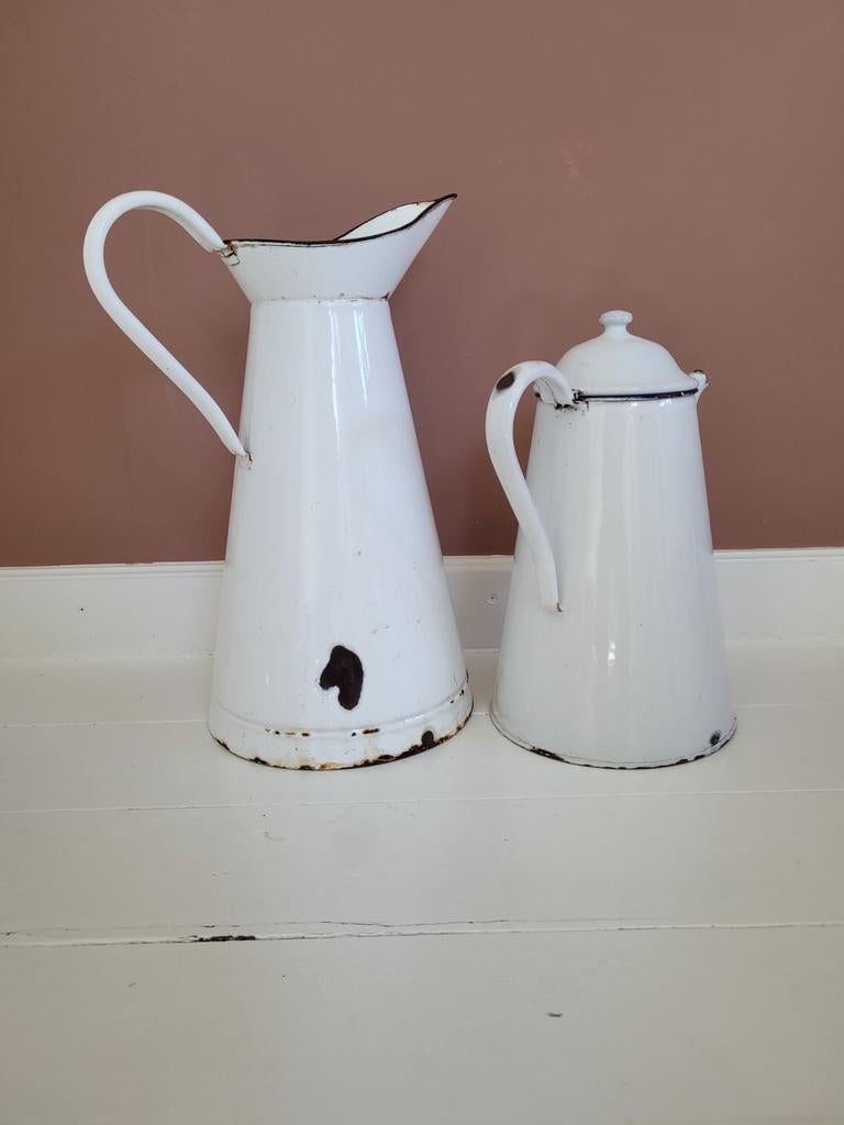 2 brocante kannen, Antiek en Kunst, Antiek | Emaille, Ophalen