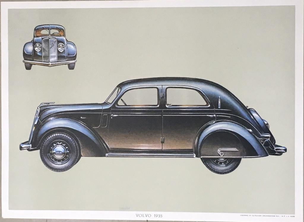 Poster, prent. Volvo. PV36 44x32 cm A.v/d Hoek Olyslagers., Ophalen of Verzenden, Nieuw, Auto's