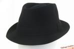 Vintage gleufhoed Trilby Mayser-Milz Consul zwart wolvilt 56, Mayser-Milz Consul, Hoed, Ophalen of Verzenden, 57 cm (M, 7⅛ inch) of minder