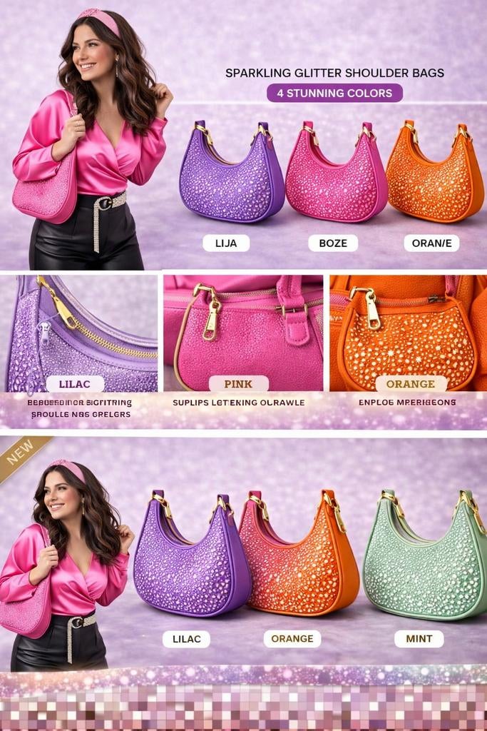 Glitter schoudertasje lila, Groothandel, Nieuw, Ophalen of Verzenden, Ede