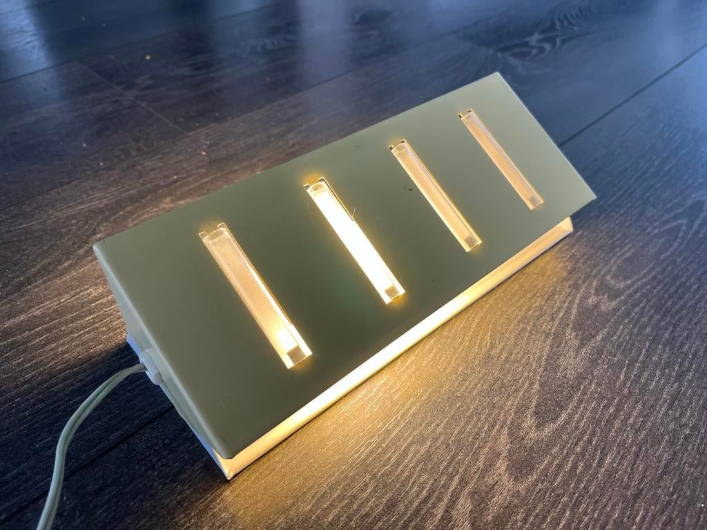 Vintage wandlamp/ bedlampje met 4 glazen buisjes, Ophalen of Verzenden, Gebruikt