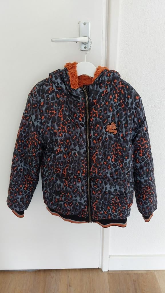 WE Fashion omkeerbare winterjas blauw mt 134/140, Meisje, Ophalen of Verzenden, Zo goed als nieuw, WE Fashion