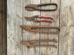 Oud gereedschap, 3 brandijzers, 2 lijmklemmen, 4 tangen, Antiek en Kunst, Antiek | Gereedschap en Instrumenten, Ophalen of Verzenden