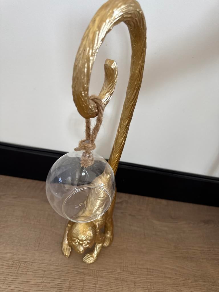 Gouden aap decoratie met glazen bol, Ophalen, Gebruikt