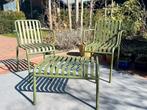 Hay Palissade 2x armchair en 1x voetenbank olive, Bijzettafel, Zo goed als nieuw, Rvs, Tuinset