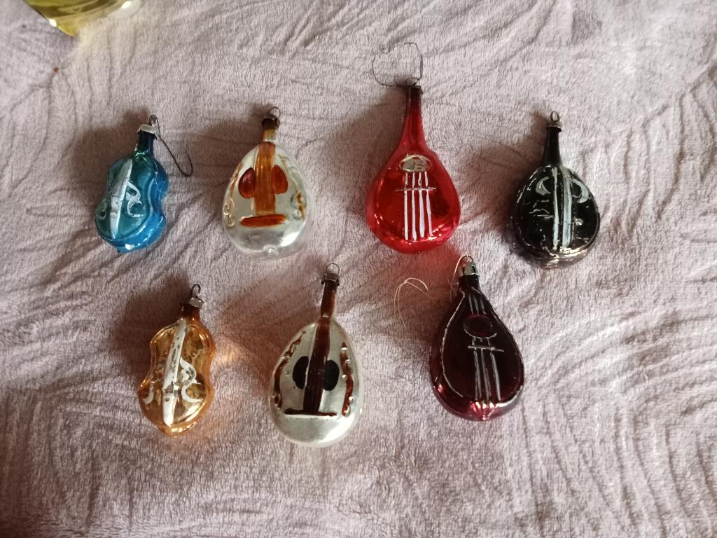 antieke glazen kerstbal model snaar instrumenten 1, Ophalen of Verzenden, Gebruikt