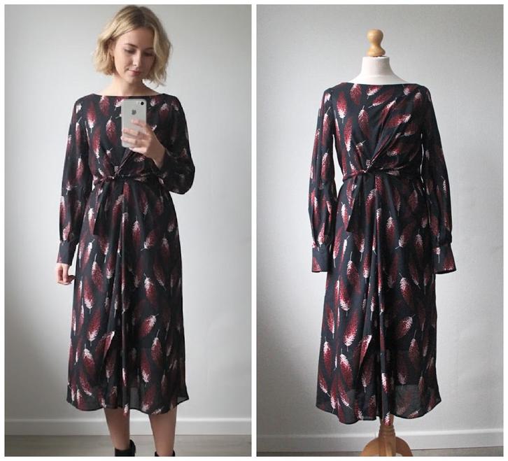 Vanilia - mooie midi jurk / zwart rood / maat 34 XS, Kleding | Dames, Jurken, Zo goed als nieuw, Maat 34 (XS) of kleiner, Zwart