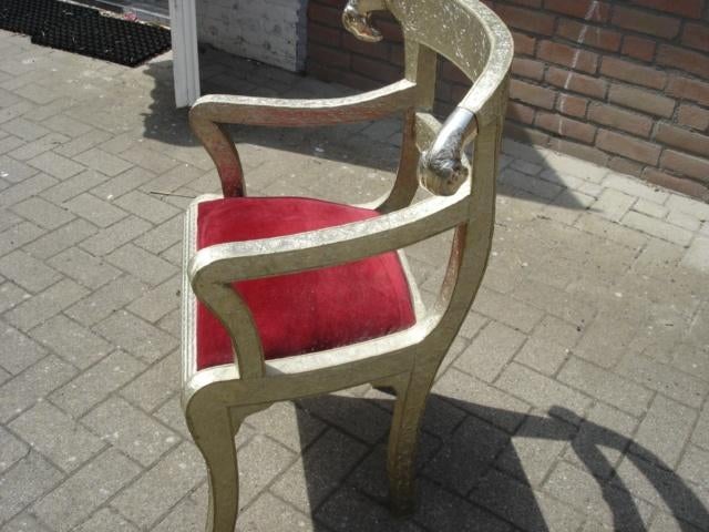 Anglo-Indian Regency style ram's head wedding chair, Ophalen, Gebruikt, Stof, Eén