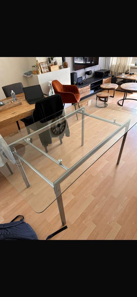 Juventus Jysk glazen tafel, Ophalen, 100 tot 150 cm, 50 tot 100 cm, Zo goed als nieuw