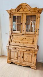 Authentieke grenen secretaire kast met vitrine, Ophalen, Gebruikt